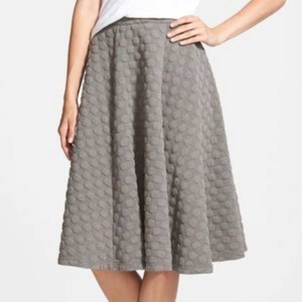 { Joa } Gray Polka Dot Midi Skirt